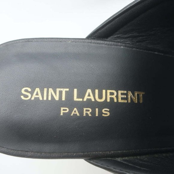Saint Laurent Crisscross Platform Clog Sandals Black Leather Size 37 - Picture 9 of 11